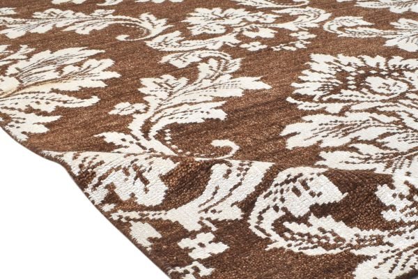 Hand-Knotted Indian Damask Area Rug - Image 6