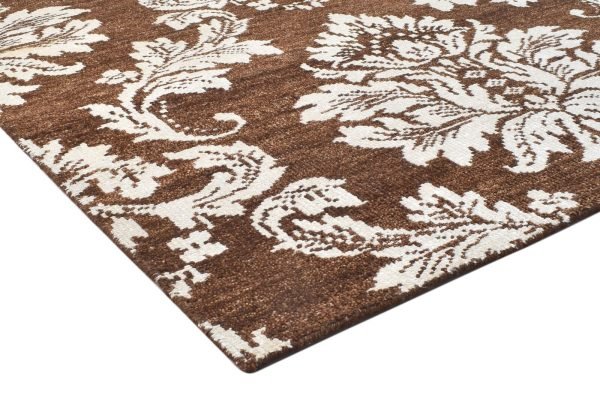 Hand-Knotted Indian Damask Area Rug - Image 5