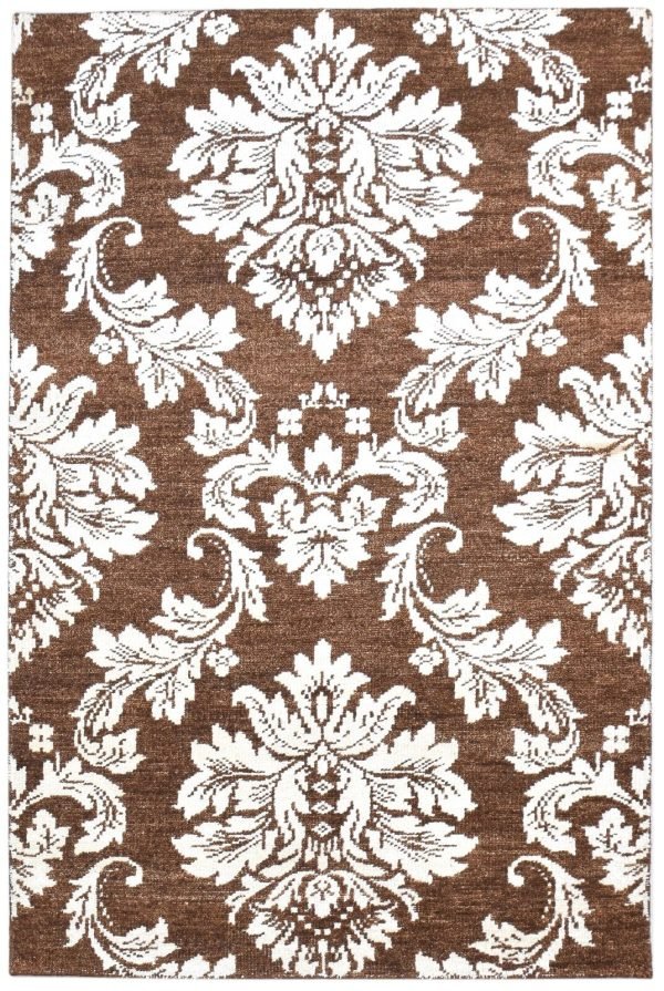 Hand-Knotted Indian Damask Area Rug