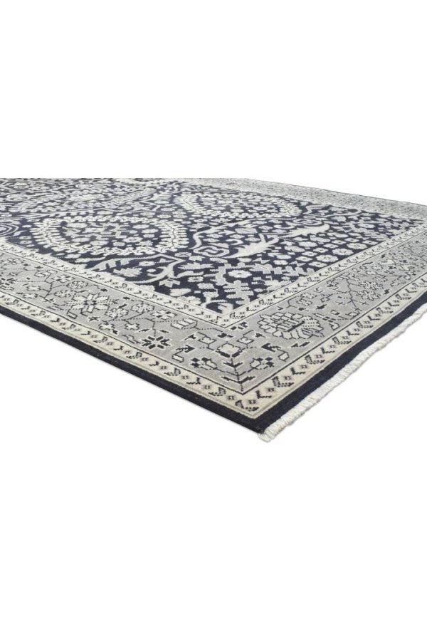 Hand-Knotted Oushak Black Oriental Area Rug - Image 7