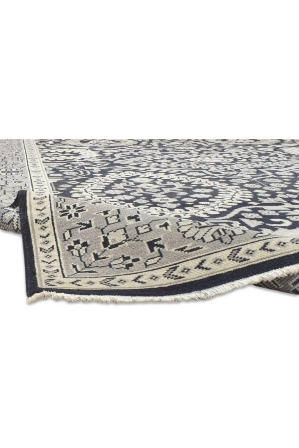 Hand-Knotted Oushak Black Oriental Area Rug - Image 3