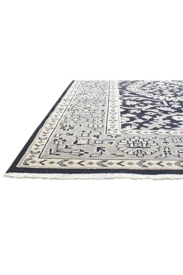 Hand-Knotted Oushak Black Oriental Area Rug - Image 2