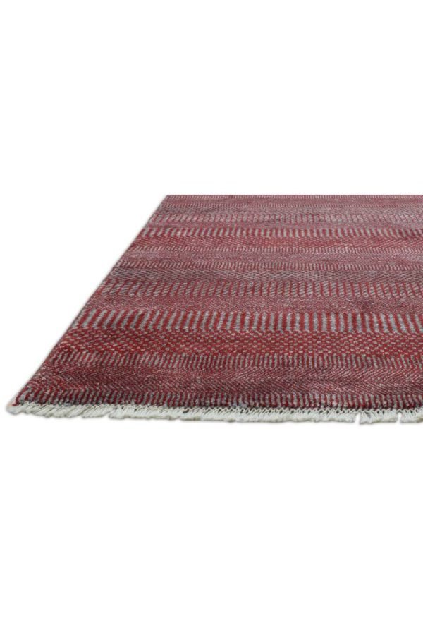 Hand-Knotted French Red Geometric Area Rug - Image 8