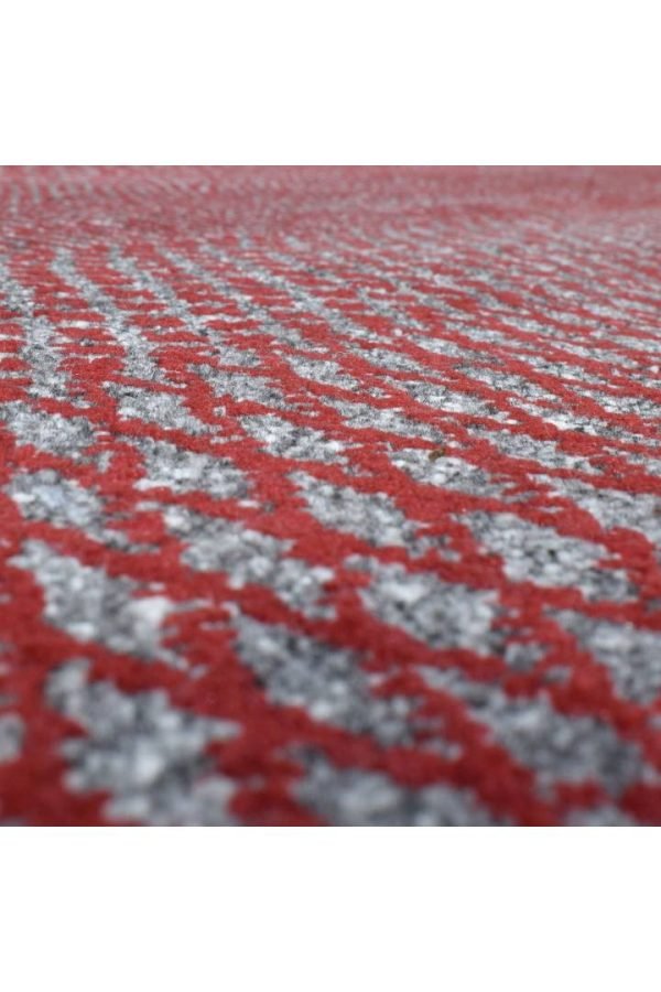 Hand-Knotted French Red Geometric Area Rug - Image 7