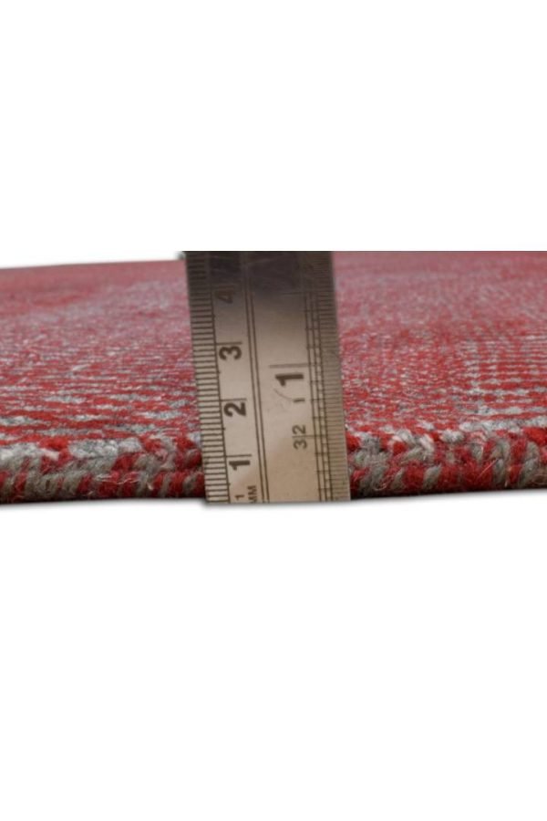 Hand-Knotted French Red Geometric Area Rug - Image 3