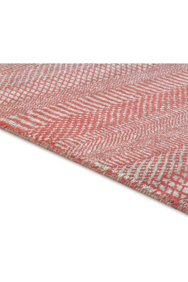 Hand-Knotted French Red Geometric Area Rug - Image 6