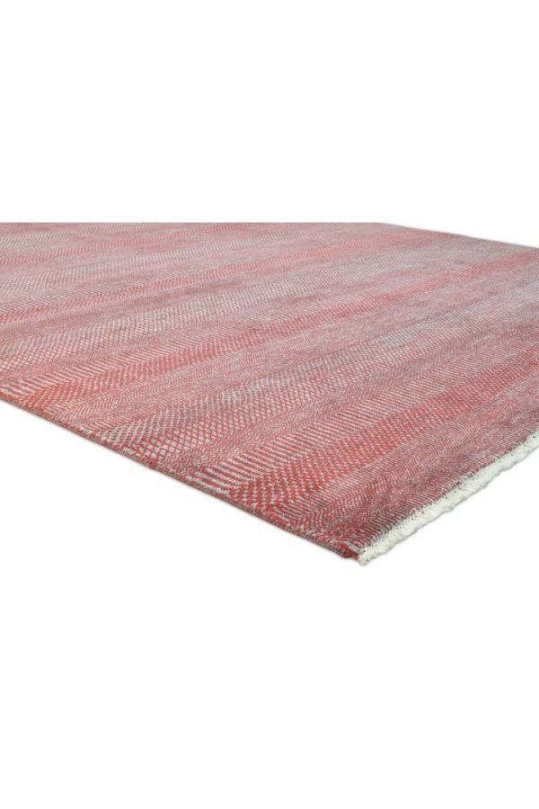 Hand-Knotted French Red Geometric Area Rug - Image 5