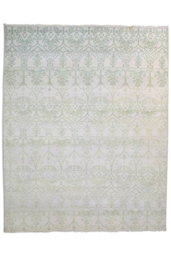 Hand-Knotted Indian Ivory Floral Area Rug