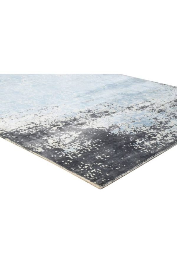 Handwoven Indian Blue Floral Area Rug - Image 4