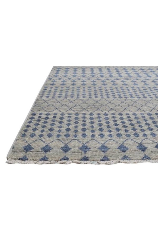 Hand-Knotted Moroccan Grey Geometric Area Rug - Image 2