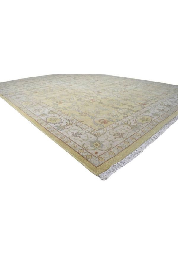 Hand-Knotted Oushak Beige Oriental Area Rug - Image 4