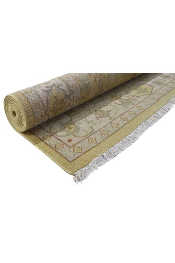 Hand-Knotted Oushak Beige Oriental Area Rug - Image 6