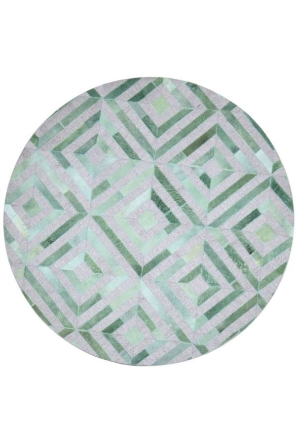 Handwoven Leather Moroccan Geometric Green Area Rug