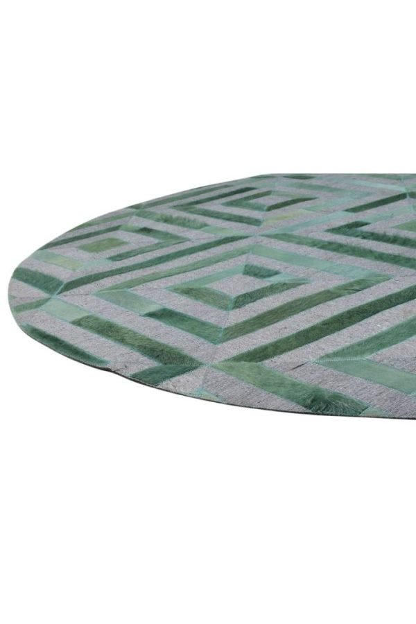 Handwoven Leather Moroccan Geometric Green Area Rug - Image 8