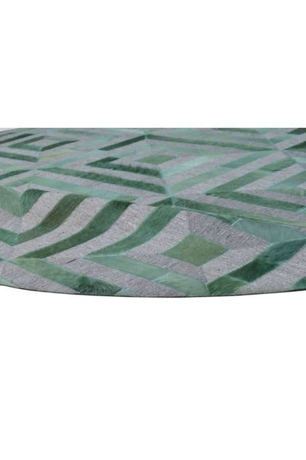 Handwoven Leather Moroccan Geometric Green Area Rug - Image 7