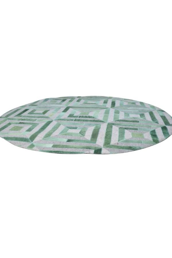 Handwoven Leather Moroccan Geometric Green Area Rug - Image 5