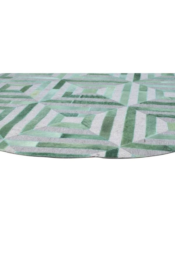 Handwoven Leather Moroccan Geometric Green Area Rug - Image 3